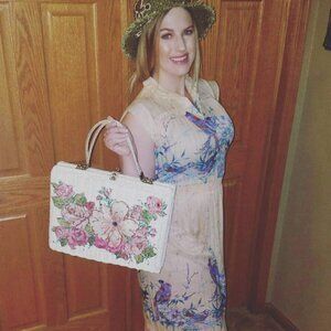 Vintage Delicate Bird And Flower Dress